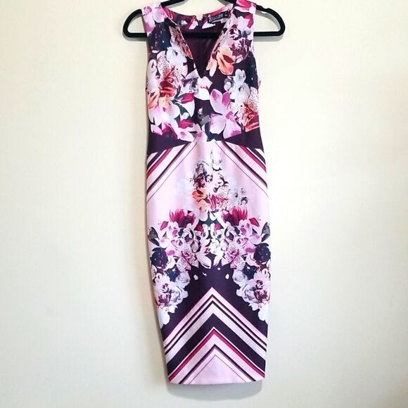 New York &Company Pink Multicolored Dress Sz Xsmall - Picture 4 of 9